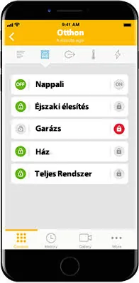 Távfelügyeleti mobilalkalmazásunk képernyője